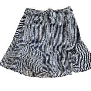 Asher Navy & White Striped belted skirt Small